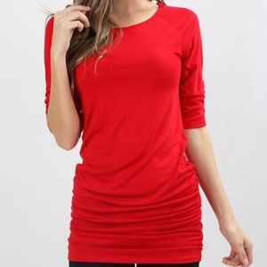 Ruby Red Long Line Tunic Top Shirt Long Leggings